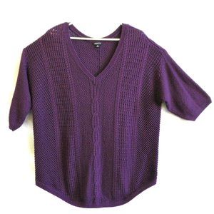 Torrid V Neck Sweater Tunic Metallic Purple Cable 3D Knit WooL Blend 4X
